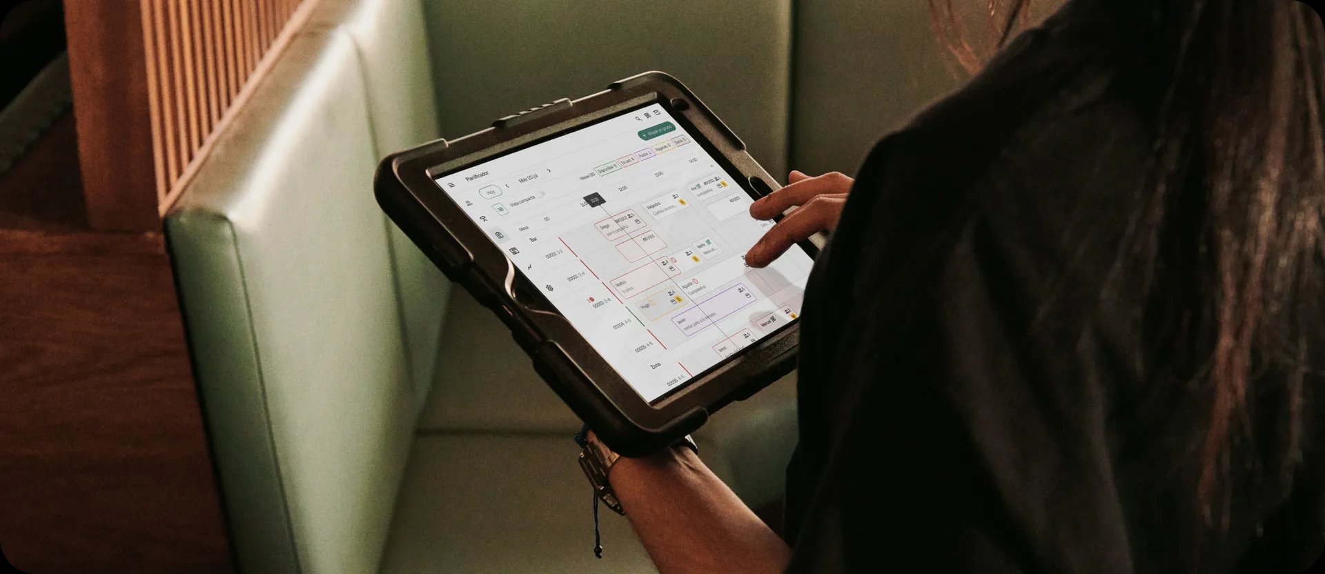 Dojo Bookings floor plan management on tablet